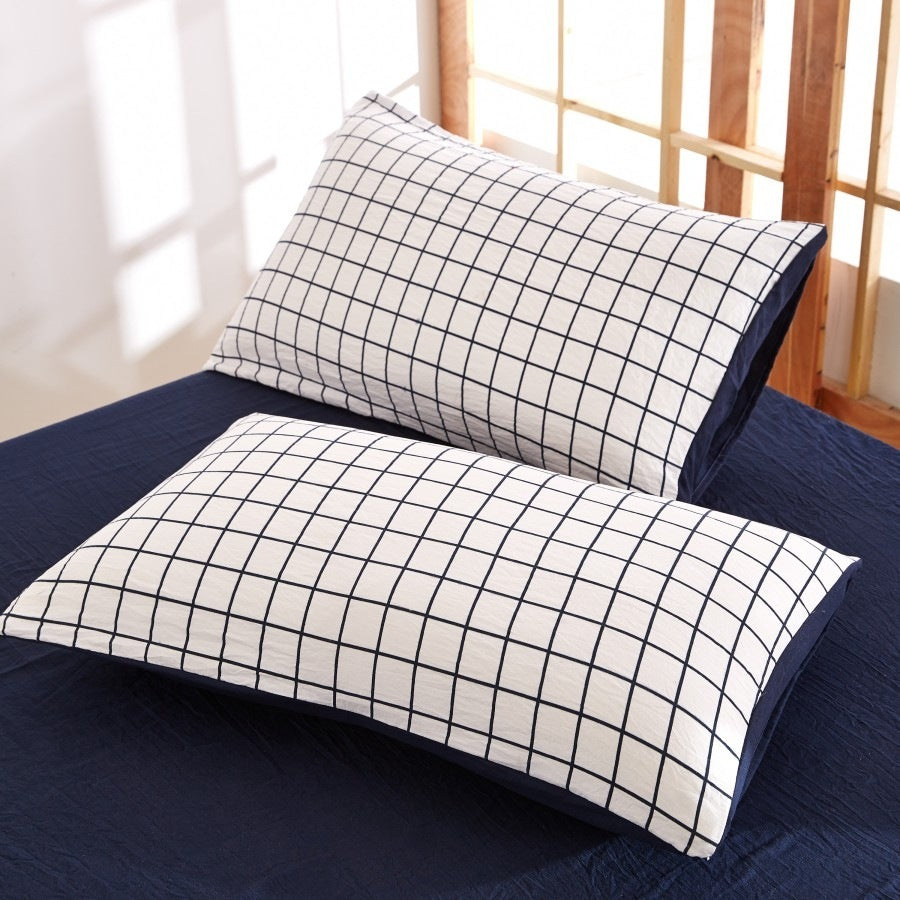HKM-046227 Washed Cotton Four-Piece Quilt Cover Set for Various Bed Sizes
