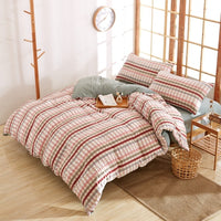 HKM-046227 Washed Cotton Four-Piece Quilt Cover Set for Various Bed Sizes