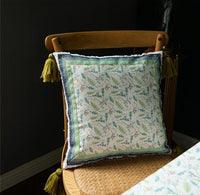 HKM-046291 Ethnic Style Cotton Fringed Waist Pillowcase with Floral Pattern
