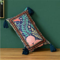 HKM-046291 Ethnic Style Cotton Fringed Waist Pillowcase with Floral Pattern