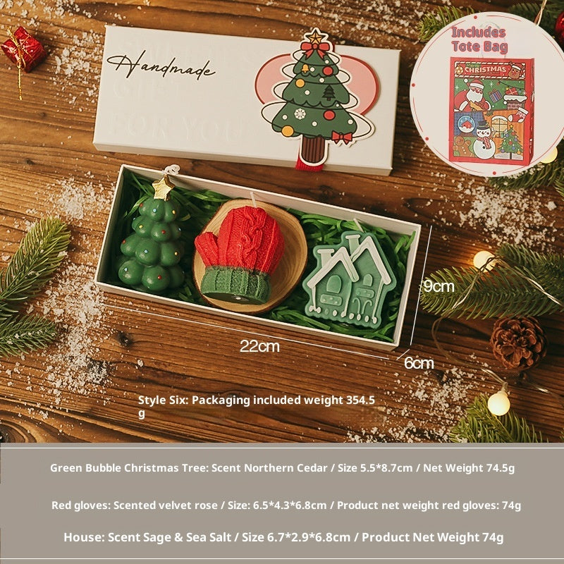 HKM-046355 Christmas Aromatherapy Candle Gift Box - Handmade Soy Wax Scented Candles in Festive Designs