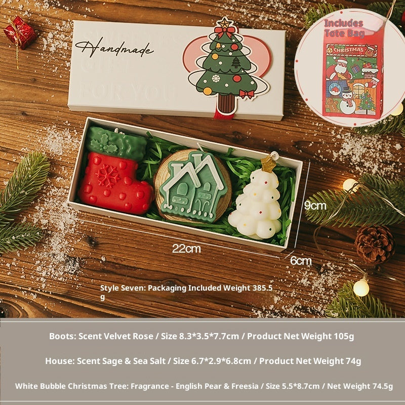 HKM-046355 Christmas Aromatherapy Candle Gift Box - Handmade Soy Wax Scented Candles in Festive Designs