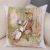 HKM-046355 Easter Bunny Cartoon Peach Skin Fabric Pillow Cover, 45x45cm, Nordic Style Cushion Cover for Home Decor
