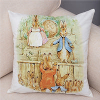 HKM-046355 Easter Bunny Cartoon Peach Skin Fabric Pillow Cover, 45x45cm, Nordic Style Cushion Cover for Home Decor