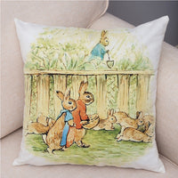 HKM-046355 Easter Bunny Cartoon Peach Skin Fabric Pillow Cover, 45x45cm, Nordic Style Cushion Cover for Home Decor
