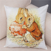 HKM-046355 Easter Bunny Cartoon Peach Skin Fabric Pillow Cover, 45x45cm, Nordic Style Cushion Cover for Home Decor