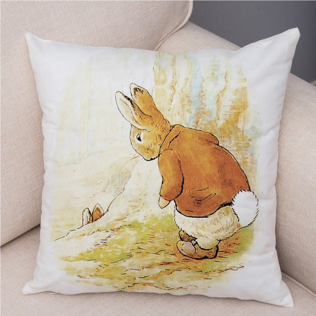 HKM-046355 Easter Bunny Cartoon Peach Skin Fabric Pillow Cover, 45x45cm, Nordic Style Cushion Cover for Home Decor