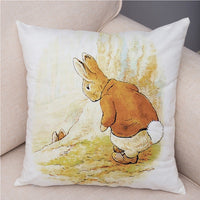 HKM-046355 Easter Bunny Cartoon Peach Skin Fabric Pillow Cover, 45x45cm, Nordic Style Cushion Cover for Home Decor
