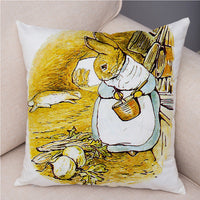 HKM-046355 Easter Bunny Cartoon Peach Skin Fabric Pillow Cover, 45x45cm, Nordic Style Cushion Cover for Home Decor