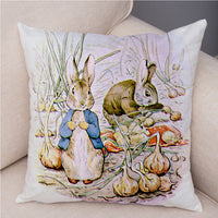 HKM-046355 Easter Bunny Cartoon Peach Skin Fabric Pillow Cover, 45x45cm, Nordic Style Cushion Cover for Home Decor