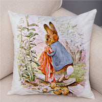 HKM-046355 Easter Bunny Cartoon Peach Skin Fabric Pillow Cover, 45x45cm, Nordic Style Cushion Cover for Home Decor