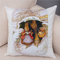 HKM-046355 Easter Bunny Cartoon Peach Skin Fabric Pillow Cover, 45x45cm, Nordic Style Cushion Cover for Home Decor