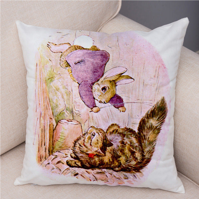 HKM-046355 Easter Bunny Cartoon Peach Skin Fabric Pillow Cover, 45x45cm, Nordic Style Cushion Cover for Home Decor
