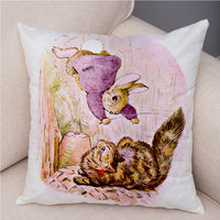 HKM-046355 Easter Bunny Cartoon Peach Skin Fabric Pillow Cover, 45x45cm, Nordic Style Cushion Cover for Home Decor