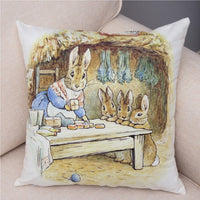 HKM-046355 Easter Bunny Cartoon Peach Skin Fabric Pillow Cover, 45x45cm, Nordic Style Cushion Cover for Home Decor