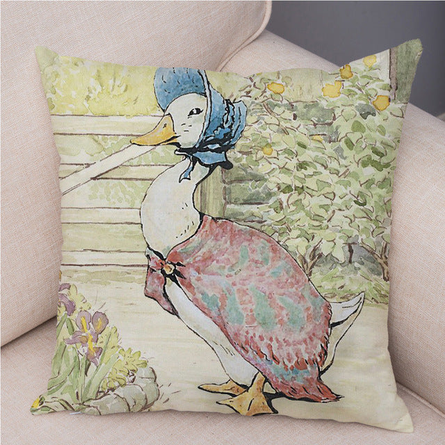 HKM-046355 Easter Bunny Cartoon Peach Skin Fabric Pillow Cover, 45x45cm, Nordic Style Cushion Cover for Home Decor