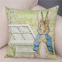 HKM-046355 Easter Bunny Cartoon Peach Skin Fabric Pillow Cover, 45x45cm, Nordic Style Cushion Cover for Home Decor