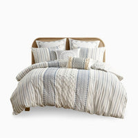 HKM-046547 Multicolor Cotton Duvet Cover Set with Tufted Chenille & Shams, Full/Queen Size