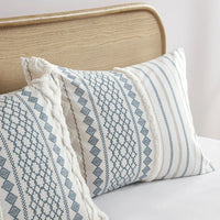 HKM-046547 Multicolor Cotton Duvet Cover Set with Tufted Chenille & Shams, Full/Queen Size