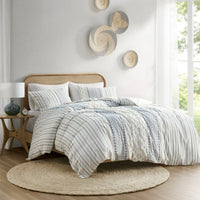 HKM-046547 Multicolor Cotton Duvet Cover Set with Tufted Chenille & Shams, Full/Queen Size