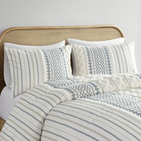 HKM-046547 Multicolor Cotton Duvet Cover Set with Tufted Chenille & Shams, Full/Queen Size