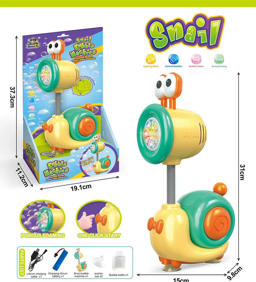 HKM-046867 Automatic Bubble Blower Toy - Cartoon Snail Shape, Rechargeable 20-Hole Bubble Machine for Ages 5 and Up