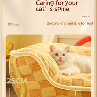HKM-046867 Cozy Chessboard Pet Nest Bed - Removable and Washable Winter Cat Sofa