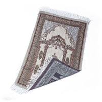 HKM-047059 Lightweight Cotton Muslim Prayer Blanket - Rectangle Grid Design, 65x110 cm for Living Room, Bedroom, and Outdoor Use