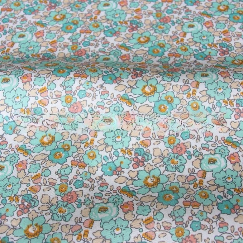 HKM-047059 Small Flower Print Fabric in Yellow and Green for Spring and Summer