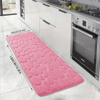 HKM-047123 Small Stone Block Embossed Non-Slip Kitchen Mat in Various Colors - 50x120cm Cotton