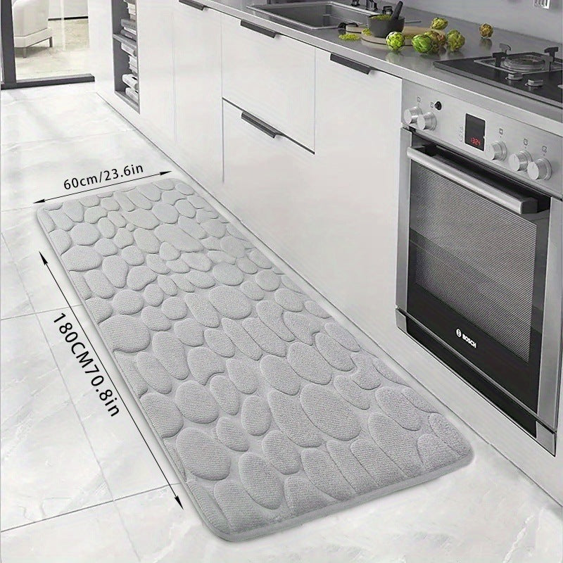 HKM-047123 Small Stone Block Embossed Non-Slip Kitchen Mat in Various Colors - 50x120cm Cotton
