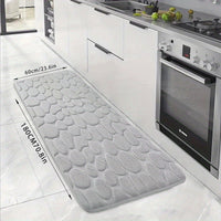 HKM-047123 Small Stone Block Embossed Non-Slip Kitchen Mat in Various Colors - 50x120cm Cotton