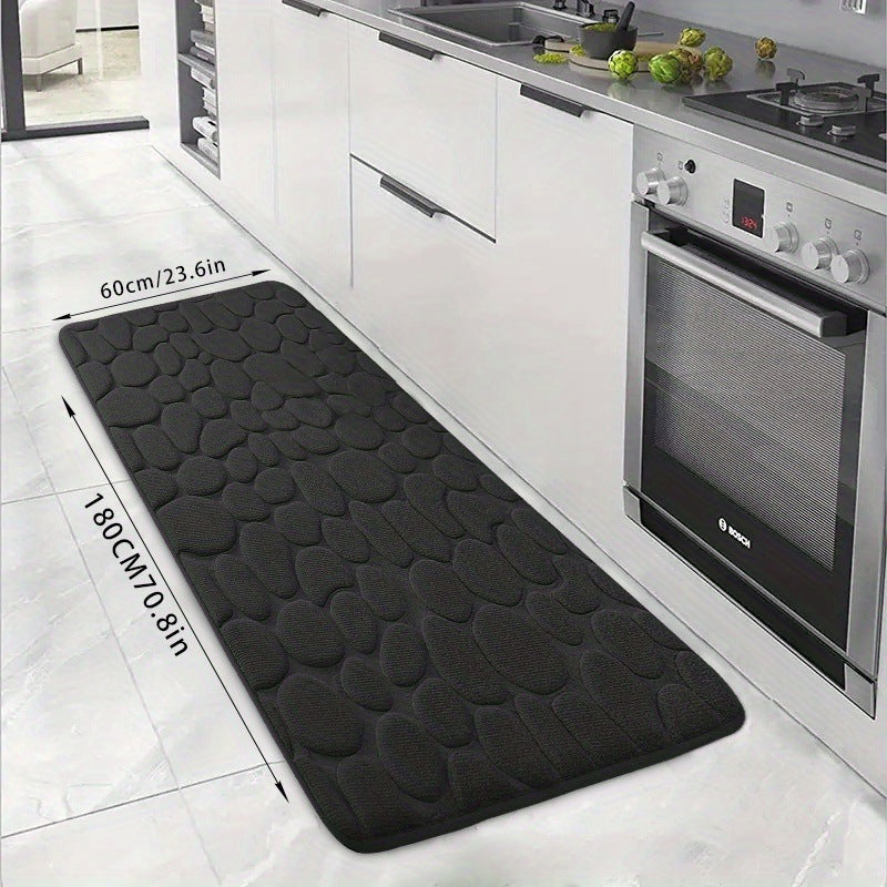 HKM-047123 Small Stone Block Embossed Non-Slip Kitchen Mat in Various Colors - 50x120cm Cotton