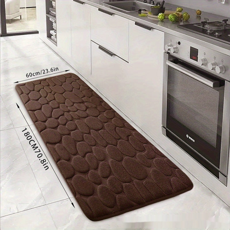 HKM-047123 Small Stone Block Embossed Non-Slip Kitchen Mat in Various Colors - 50x120cm Cotton