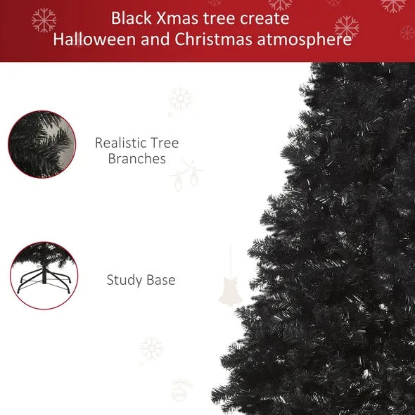 HKM-047507 7 Ft Unlit Artificial Douglas Fir Christmas Tree in Black with 1346 Realistic Tips