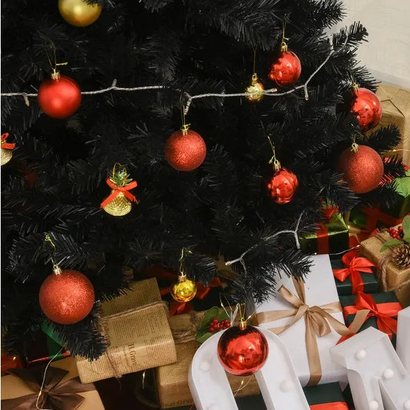 HKM-047507 7 Ft Unlit Artificial Douglas Fir Christmas Tree in Black with 1346 Realistic Tips