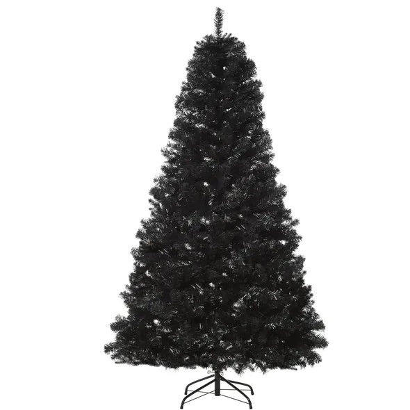 HKM-047507 7 Ft Unlit Artificial Douglas Fir Christmas Tree in Black with 1346 Realistic Tips