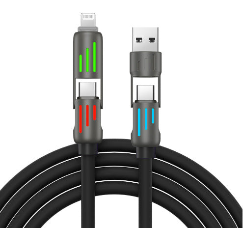 HKM-047635 240W Colorful Breathing Light Fast Charge USB Cable with Multiple Interfaces