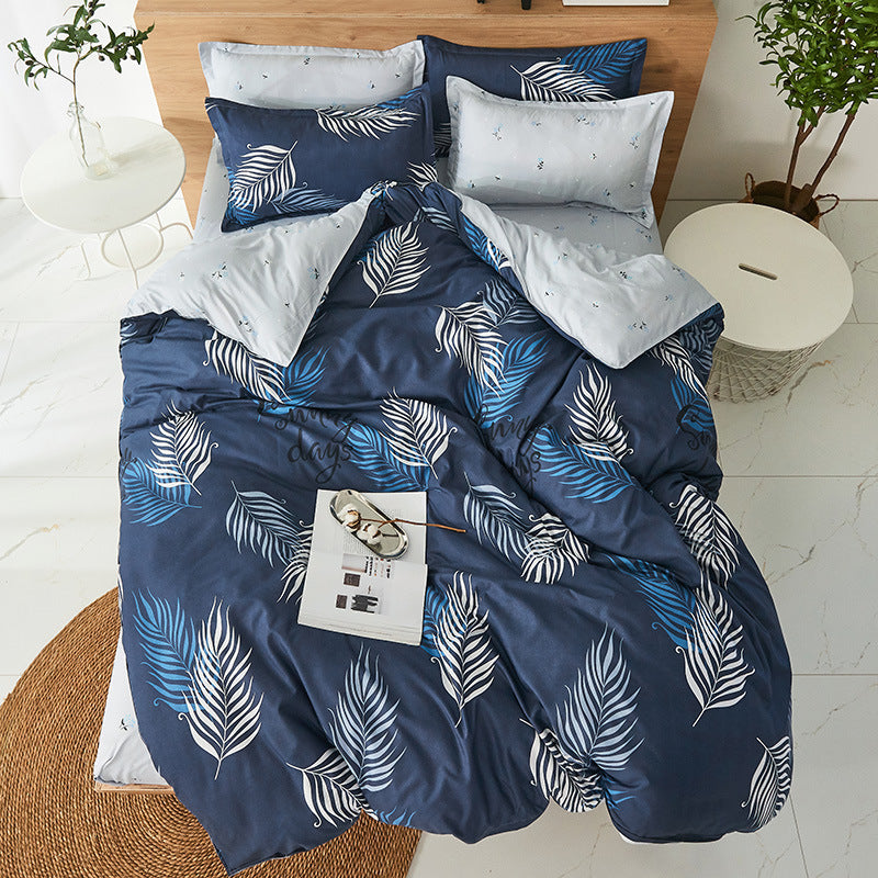HKM-047699 Aloe Floral Cotton Polyester Bedding Set - Four-Piece for 2.0m Bed