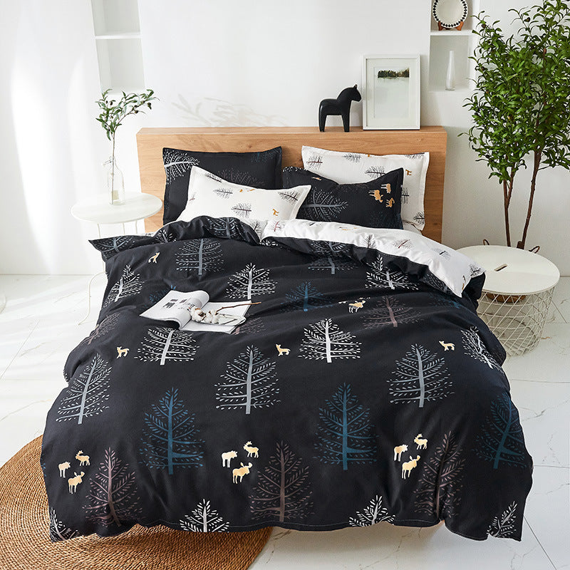 HKM-047699 Aloe Floral Cotton Polyester Bedding Set - Four-Piece for 2.0m Bed