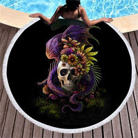 HKM-047699 Round Microfiber Beach Towel - 150cm x 150cm, Lightweight & Quick-Drying