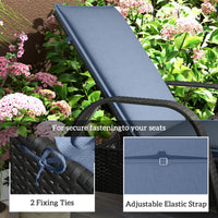 HKM-047763 Foldable Outdoor Lounge Chair Cushion Set of 2, Blue 200gsm Fabric with UPF50+ Protection