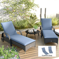 HKM-047763 Foldable Outdoor Lounge Chair Cushion Set of 2, Blue 200gsm Fabric with UPF50+ Protection