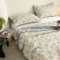 HKM-048211 Breathable Pure Cotton Double-Layer Summer Quilt with Pillowcases, Multiple Sizes Available