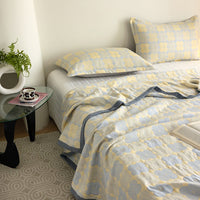 HKM-048211 Breathable Pure Cotton Double-Layer Summer Quilt with Pillowcases, Multiple Sizes Available