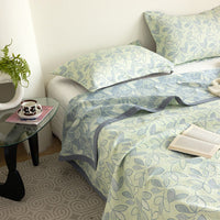 HKM-048211 Breathable Pure Cotton Double-Layer Summer Quilt with Pillowcases, Multiple Sizes Available