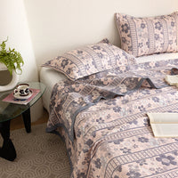 HKM-048211 Breathable Pure Cotton Double-Layer Summer Quilt with Pillowcases, Multiple Sizes Available