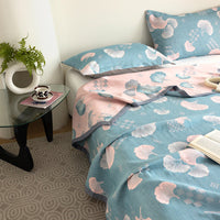 HKM-048211 Breathable Pure Cotton Double-Layer Summer Quilt with Pillowcases, Multiple Sizes Available