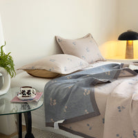 HKM-048211 Breathable Pure Cotton Double-Layer Summer Quilt with Pillowcases, Multiple Sizes Available