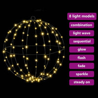 HKM-048339 Warm White LED Ball Ornament with 192 Lights – Metal Décor for Indoor and Sheltered Outdoor Use
